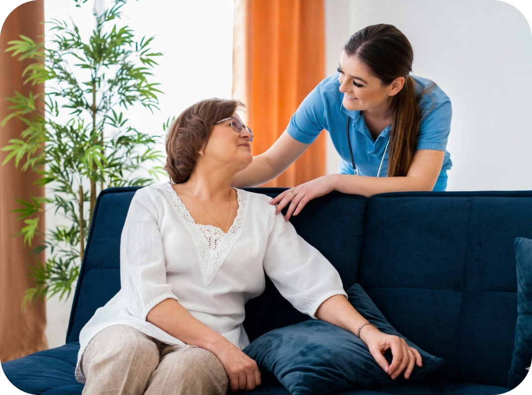 Healthcare worker with patient